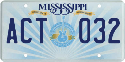 MS license plate ACT032