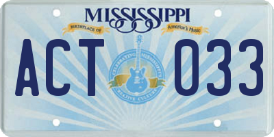 MS license plate ACT033