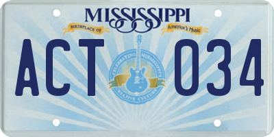 MS license plate ACT034