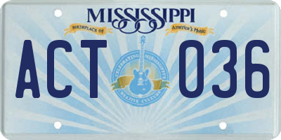MS license plate ACT036