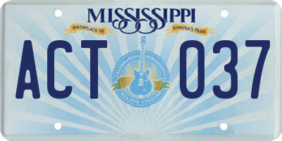 MS license plate ACT037
