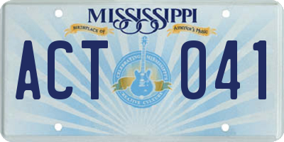MS license plate ACT041