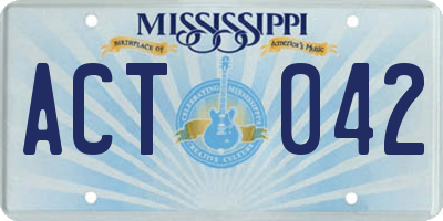 MS license plate ACT042