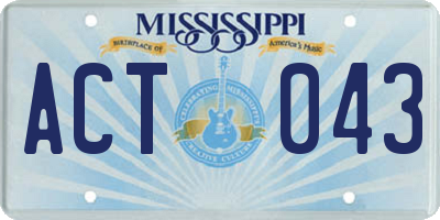 MS license plate ACT043