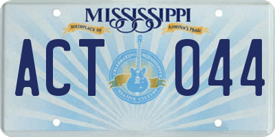 MS license plate ACT044