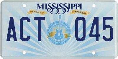 MS license plate ACT045