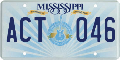 MS license plate ACT046