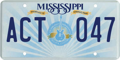 MS license plate ACT047
