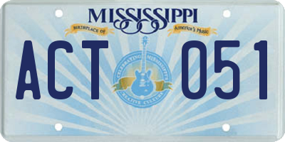 MS license plate ACT051