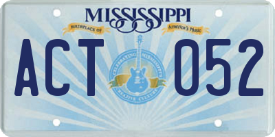 MS license plate ACT052