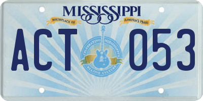 MS license plate ACT053