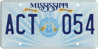 MS license plate ACT054
