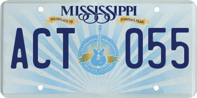 MS license plate ACT055
