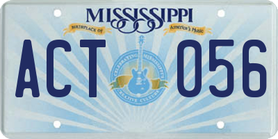 MS license plate ACT056