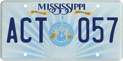 MS license plate ACT057