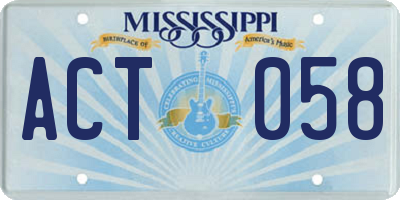 MS license plate ACT058