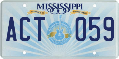 MS license plate ACT059