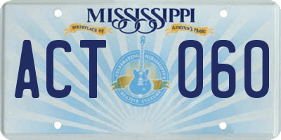 MS license plate ACT060