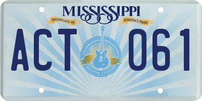 MS license plate ACT061