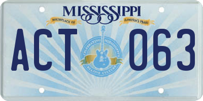 MS license plate ACT063