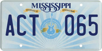 MS license plate ACT065