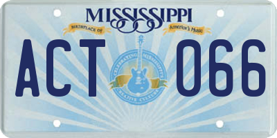 MS license plate ACT066
