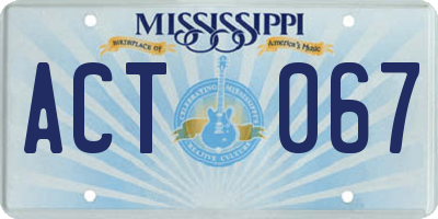 MS license plate ACT067
