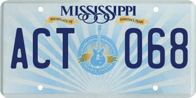MS license plate ACT068