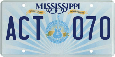 MS license plate ACT070