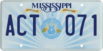 MS license plate ACT071
