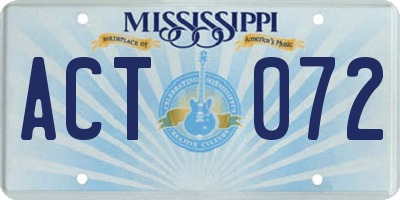 MS license plate ACT072