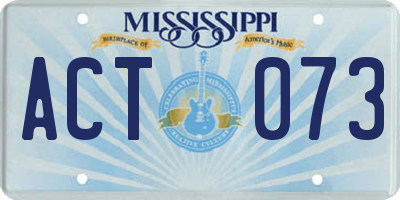 MS license plate ACT073