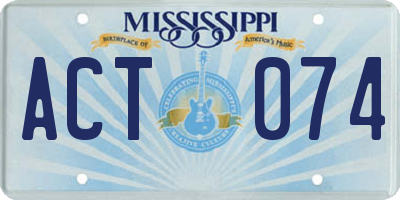 MS license plate ACT074