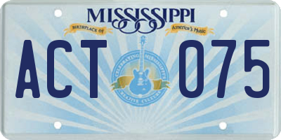MS license plate ACT075