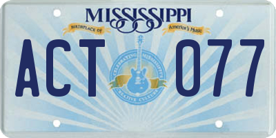MS license plate ACT077