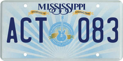 MS license plate ACT083