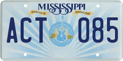 MS license plate ACT085