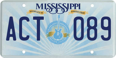 MS license plate ACT089