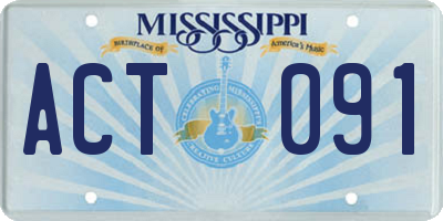MS license plate ACT091
