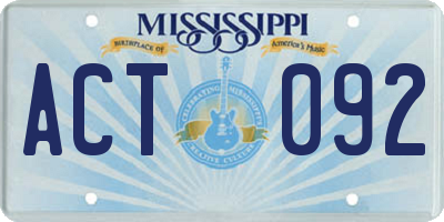 MS license plate ACT092
