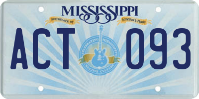 MS license plate ACT093