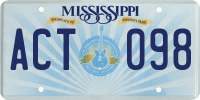 MS license plate ACT098