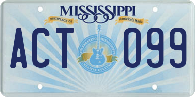 MS license plate ACT099