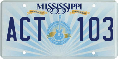 MS license plate ACT103