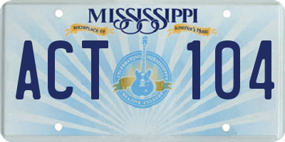 MS license plate ACT104