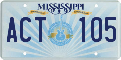 MS license plate ACT105