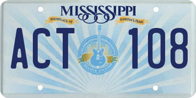 MS license plate ACT108