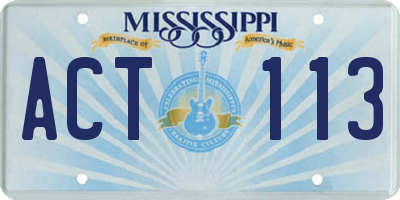 MS license plate ACT113