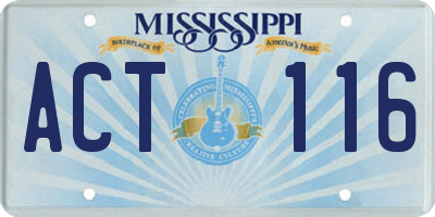 MS license plate ACT116