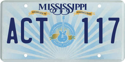 MS license plate ACT117
